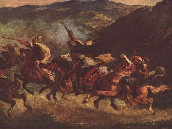 Eugene Delacroix Marokkanische Fantasia Norge oil painting art